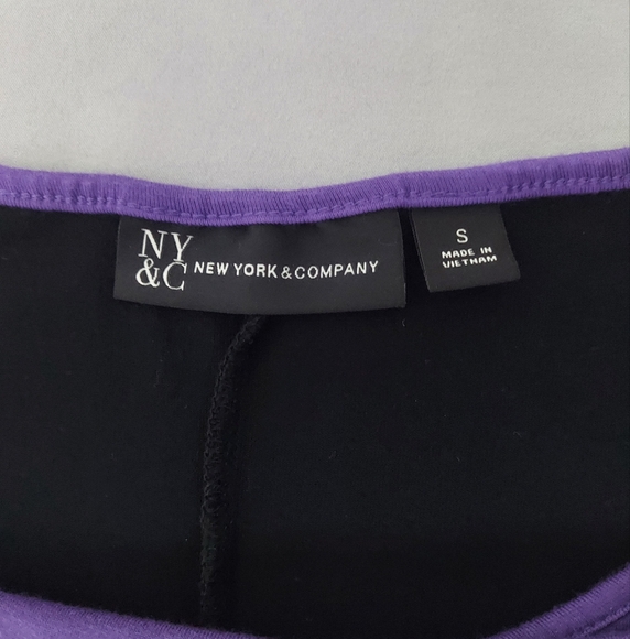 New York & Company Kaftan Size Small Purple & Black Striped Maxi w/ Pockets - Picture 4 of 9